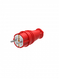 Вилка 2К+З прямая каучуковая 16А/250В IP44 (красная) MultiSet Systeme Electric. Вид 1