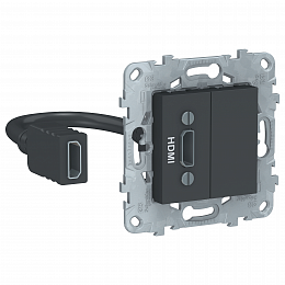Розетка HDMI (антрацит) Unica New Schneider Electric. Вид 1