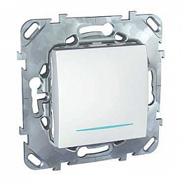 Выключатель 1-клавишный, сх.1, с индикацией (белый) Unica Schneider Electric. Вид 1
