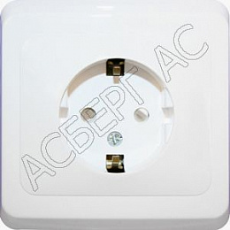 Розетка с заземлением без шторок, С/У (белый) Этюд Systeme Electric. Вид 1
