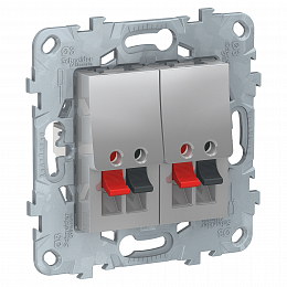 Аудиорозетка двойная (алюминий) Unica New Schneider Electric. Вид 1