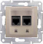 Розетка компьют., RJ45, двойн., кат. 6, неэкран. utp, с пруж. заж (титан) Sedna Schneider Electric. Вид 1.