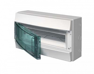 Бокс настенный на 18 мод. прозрачная дверь (с клемм) 430х250х155 Mistral65 ABB. Вид 1