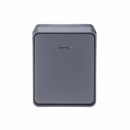 Выключатель 1-клавишный, с подсветкой, 10 АХ, О/У (антрацит) AtlasDesign PROFI IP54 Systeme Electric. Вид 1