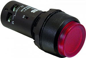 Кнопка с подсветкой CP4-13R-01 красная 220В AC/DC с выступающей клавишей с фиксацией 1НЗ ABB. Вид 1