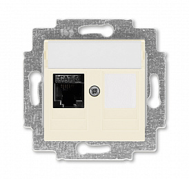 5014H-A61017 17W Розетка компьютерная RJ45 кат.6+заглушка, Levit, слоновая кость ABB. Вид 1