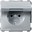 Розетка 16А с заземлением, c крышкой IP44, qf sd (алюминий) Merten Schneider Electric. Вид 1.