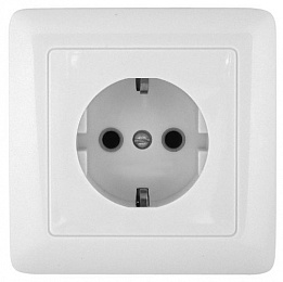 Розетка с заземлением, со шторками, С/У, 16А 250В (белый) Прима Systeme Electric. Вид 1