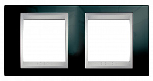 Рамка 2-постовая горизонтальная (алюминий/родий) Unica Top Schneider Electric. Вид 1