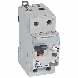DX3 Дифф. автомат 1P+N, 25A, 30mA, тип А, 6kA (хар-ка C) Legrand. Вид 1