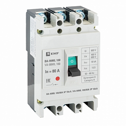 ВА-99МL 100/ 80А Автоматический выключатель 3-полюсный, 80А 18кА EKF. Вид 1