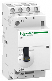Модульный контактор с ручным управлением ict25a 4н Schneider Electric. Вид 1