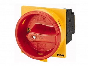 38873 T0-2-1/EA/SVB Главный выключатель 3-полюсный 12A, красно-желтая ручка, 0-1, 90 °, пер. креп. Eaton. Вид 1