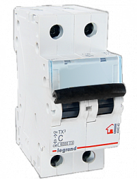 TX3 Автоматический выключатель 2-полюсный, 40А, 6kА (хар-ка C) Legrand. Вид 1