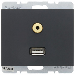 Розетка USB/3,5 мм Audio (антрацитовый) K.1 Berker. Вид 1