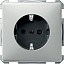 Розетка 16А с заземлением, со шторками, qf sd (сталь) Merten Schneider Electric. Вид 1.