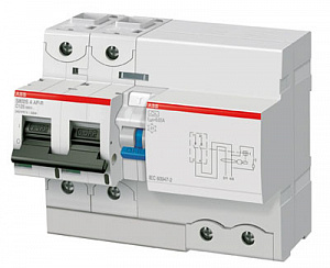 DS802N D125 А300 Дифф. автомат 2-полюсный, 125А, 300mA, тип A, 36kA (хар-ка D) ABB. Вид 1
