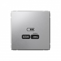 Розетка USB, тип-С 65Вт высокоскор.заряд. QC, PD, механизм (алюминий) ARTGALLERY Systeme Electric. Вид 1