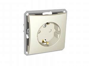 Розетка с заземлением со шторками, 16А, механизм (бежевый) Дуэт Schneider Electric. Вид 1