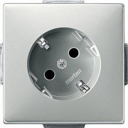 Розетка shuko 45°с заземлением, со шторками, qf sd (сталь) Merten Schneider Electric. Вид 1