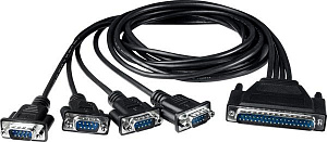 Кабель с разъемами DB-37 D-sub male - 4 port DB-9 D-sub male, 1.5 м, 40В, ПВХ изоляция ICP DAS. Вид 1