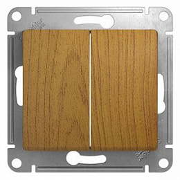 Выключатель 2-клавишный, сх.5, 10АХ, механизм (дерево дуб) Glossa Systeme Electric. Вид 1