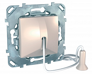 Выключатель со шнуром 1 м, без фиксации, сх. 1 (бежевый) Unica Schneider Electric. Вид 1