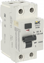 R10N Блок утечки тока 2-полюсный, 80А 100mA, 10kA, тип AC-S ИЭК. Вид 1