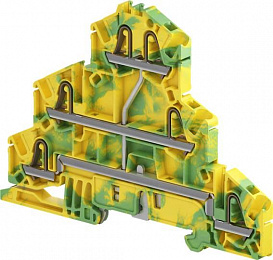 Клемма втычная zk2,5-t1-pe - земля, 3 уровня, 1 цепь, желто-зеленая, 2,5 мм² TYCO. Вид 1