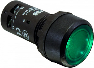 CP2-11G-10 Кнопка с подсветкой, зеленая 24В AC/DC с плоской клавишей с фиксацией 1НО ABB. Вид 1