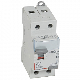 DX3 Блок утечки тока (УЗО) 2-полюсный, 25A, 100mA, тип AC Legrand. Вид 1