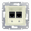 Розетка компьют., RJ45, двойн., кат. 6, неэкран. utp, с пруж. заж (бежевый) Sedna Schneider Electric. Вид 1.