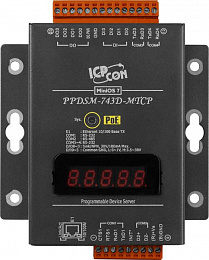 Программируемый сервер устройств, 3xRS-232, 1xRS-485, Power over Ethernet, Modbus, LED-дисплей, металлический корпус ICP DAS. Вид 1