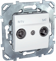 Розетка R-TV/SAT проходная (белый) Unica Schneider Electric. Вид 1