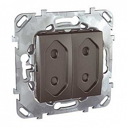 Розетка 2-модульная, без заземления, со шторками, 10 а (графит) Unica Top Schneider Electric. Вид 1