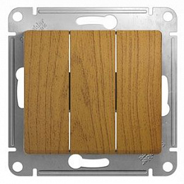 Выключатель 3-клавишный, сх.3, 10АХ, (дерево дуб) Glossa Systeme Electric. Вид 1