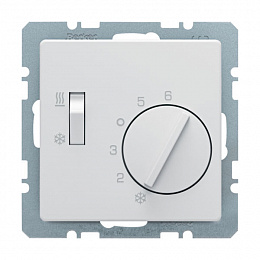 Терморегулятор для управления HVAC с накладкой (полярная белизна, с эффектом бархата) Q.1/Q.3 Berker. Вид 1