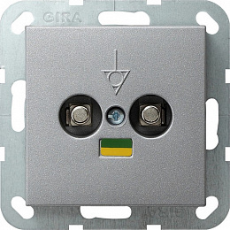 Розетка двухместная, с заземлением (алюминий) System 55 Gira. Вид 1