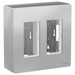 Блок открытой установки 2х2 (алюминий) Unica System+ Schneider Electric. Вид 1