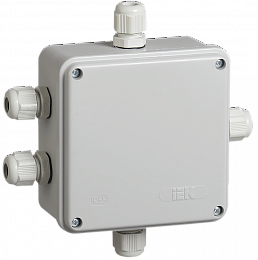 КМ41330 Коробка распаячная для о/п 100х100х50мм IP55 (RAL7035, гермовводы PG9 5 шт) ИЭК. Вид 1