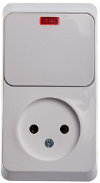Блок О/У: розетка без заземления + выкл. 1-кл. с подсв. (белый) Этюд Systeme Electric. Вид 1