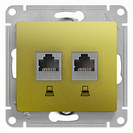 Розетка двойная компьютерная RJ45+RJ45, кат.5e, механизм (фисташковый) Glossa Systeme Electric. Вид 1