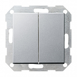 Выключатель 2-клавишный кнопочный (алюминий) System 55 Gira. Вид 1