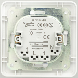Датчик движения, ИК, pro 2300Вт, в сборе (белый) Wessen 59 Schneider Electric. Вид 1