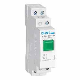 Кнопка модульная NP9-10D3/1 с подсветкой, 1НО, AC/DC230В, зеленая(R) CHINT. Вид 1