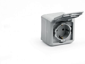 Розетка 2К+З 250В IP44, (серая) Quteo Legrand. Вид 1