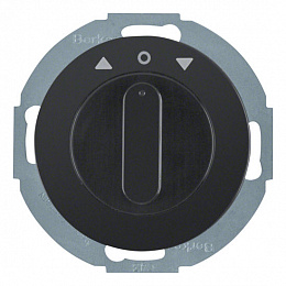 Выключатель поворотный для жалюзи с накладкой и вращающейся ручкой, О/У (черный, глянцевый) R.1 Berker. Вид 1