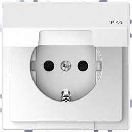 Розетка 16А с з/к и крышкой IP44 (белый лотос) Merten D-Life Schneider Electric. Вид 1