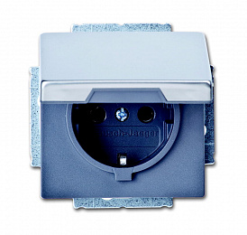 20 EUK-866 Розетка SCHUKO 16А 250В с крышкой, серия pur/сталь ABB. Вид 1