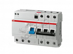 DS203 B13 AC30 Дифф. автомат 3-полюсный, 13A, 30mA, тип АC, 6kA (хар-ка B) ABB. Вид 1